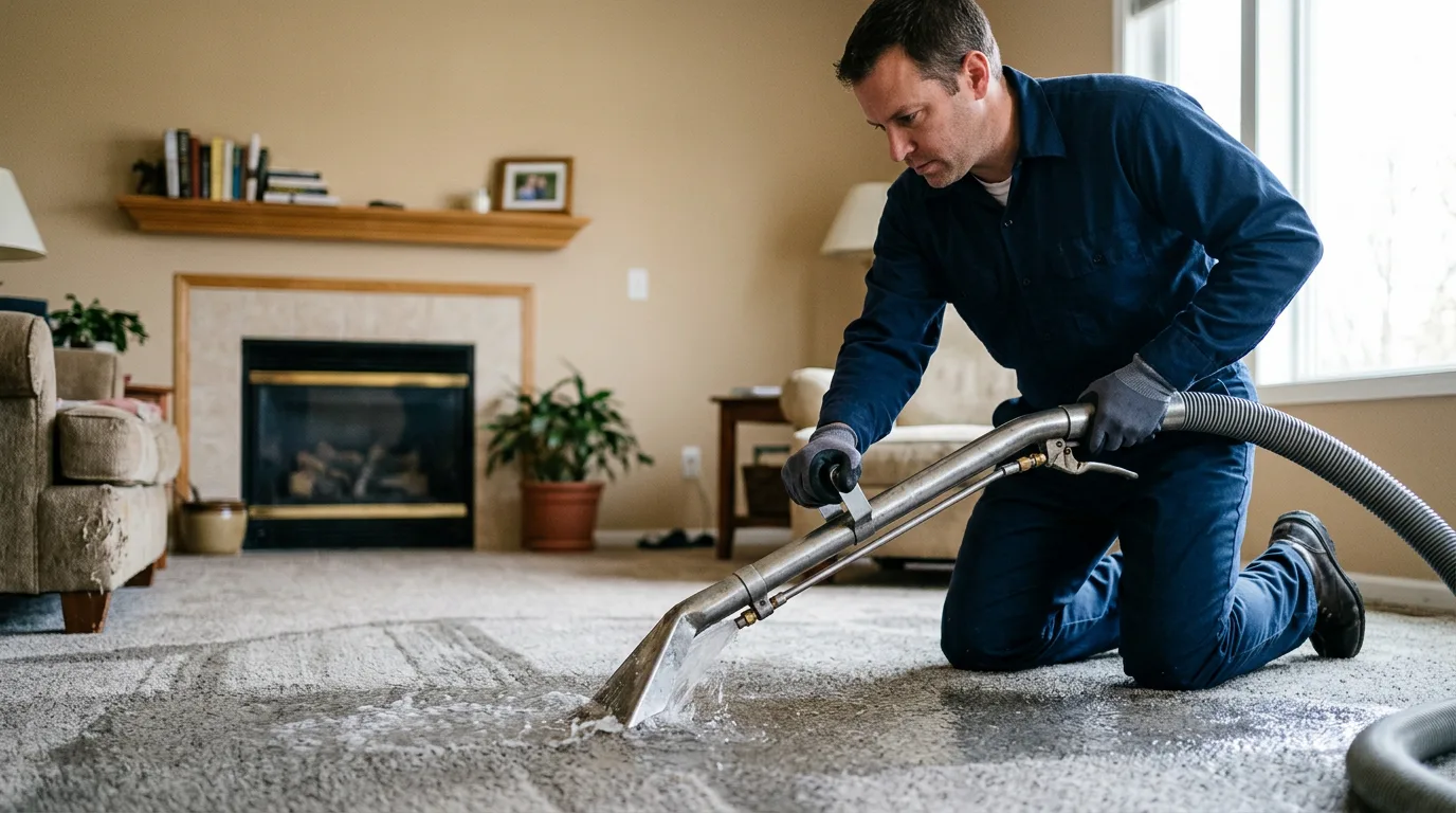 Water damage restoration technician working near Bucklin, KS